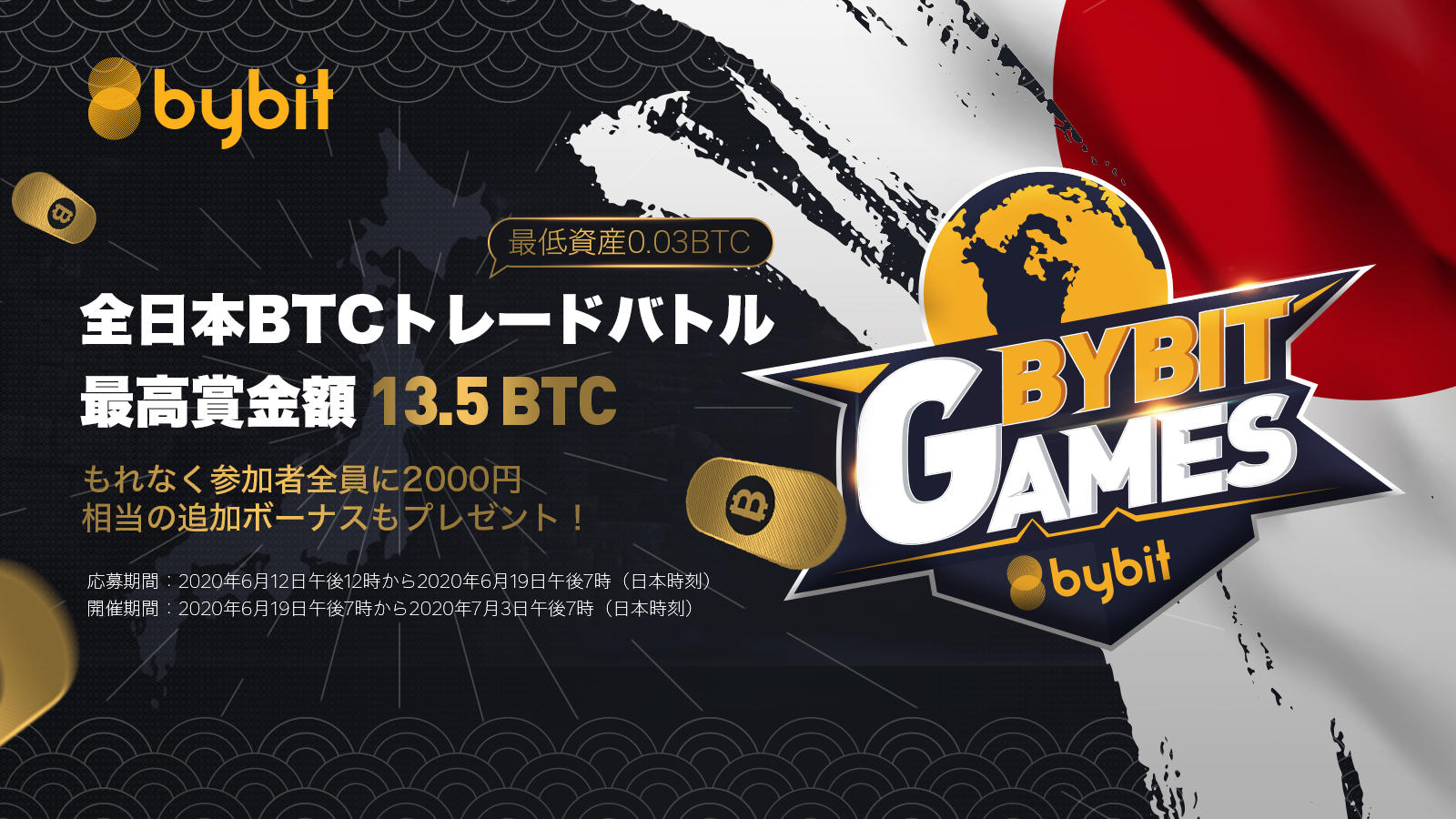 「Bybit」最高総額賞金13.5BTC獲得のチャンス！全日本BTCトレードバトル開催